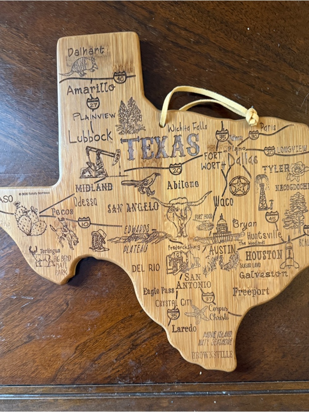 Totally Bamboo Texas Shaped Bamboo Cutting Board - Natural Wood